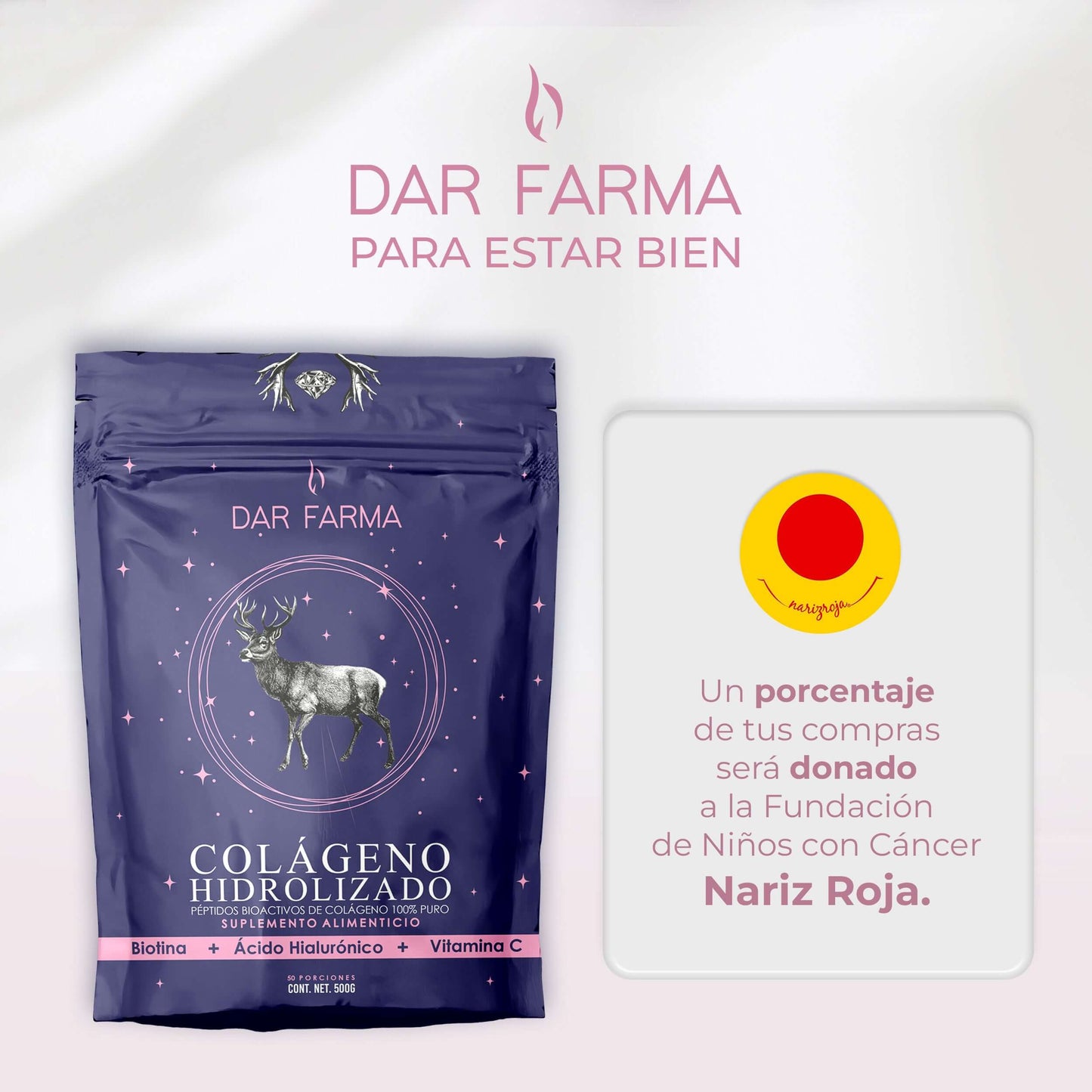 nariz roja apoyo ventas porcentaje darfarma colageno biotina acido hialuronico