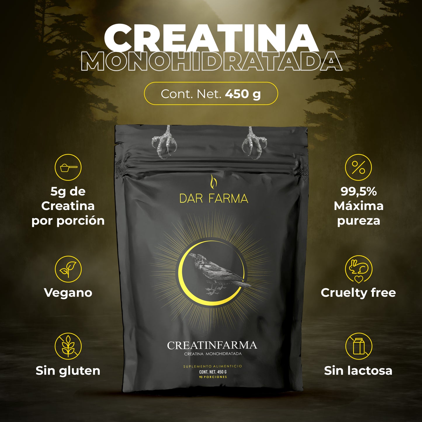 Creatina Monohidratada Micronizada - 90 Servicios 450g.