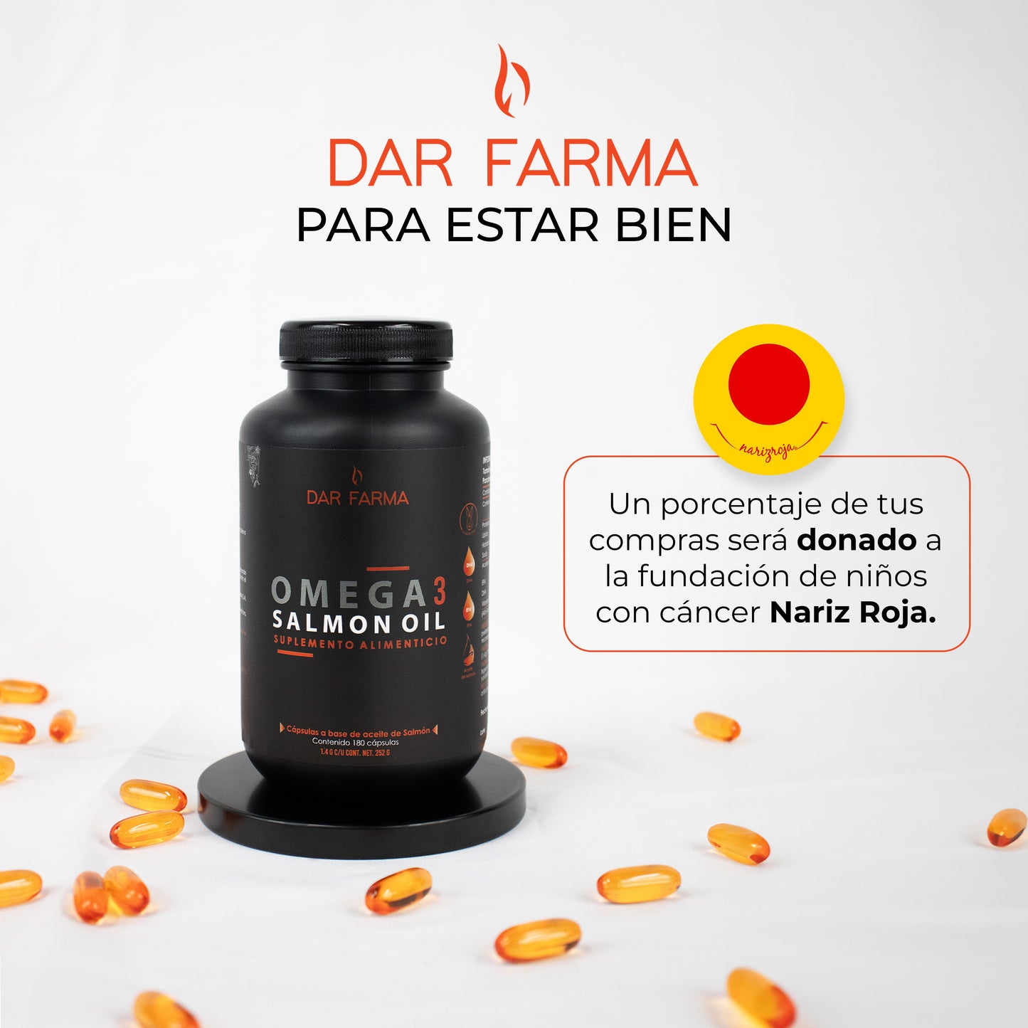 Omega 3 - 1400mg - Aceite de Salmon - EPA y DHA - 180 Cápsulas para 6 Meses - Omega-3 - Fish Oil Salmon Oil