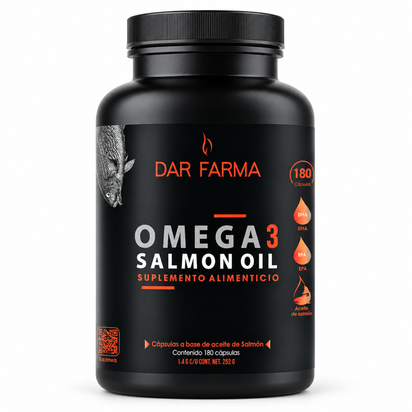 Omega 3 - 1400mg - Aceite de Salmon con Vitamina E, EPA y DHA - 180 Cápsulas